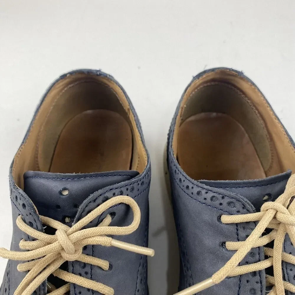 Cole Haan Lunargrand Suede Wingtip Oxford Shoes Blue Gray Men's Size‎ 9 Used